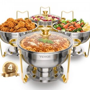 Kuumutusnõude buffetkomplekt, 4 tk, 4,7 l, roostevaba teras, kuldne