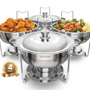 Chafing-nõude buffet-komplekt, 4 tk, 4,7 l, roostevaba teras, hõbedane