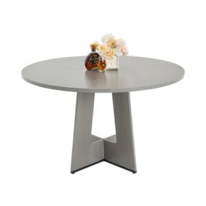 Apvalus valgomojo stalas , pilkas, MDF, 120 x 120 x 75 cm