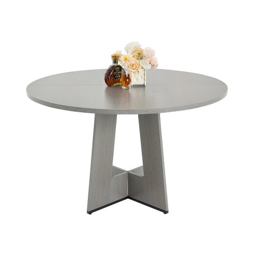 Apvalus valgomojo stalas , pilkas, MDF, 120 x 120 x 75 cm