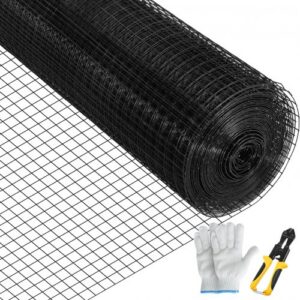 Tsingitud terasest plastkattega võrkpiire, 61 x 3048 cm, 16 mõõtu, 2,5 x 2,5 cm silmaga, lõiketangide ja töökindadega