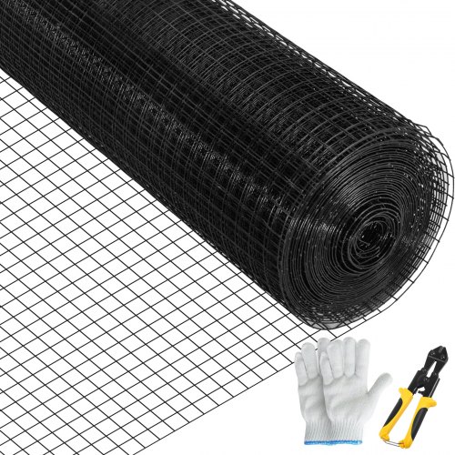 Vielos tinklas 24" x 100', 1" x 1", cinkuotas plienas, 16 gauge, su pjaustymo replėmis ir audinio pirštinėmis