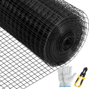 Tsingitud terasest PVC-kattega traatvõrk, 91 x 1524 cm, 2,5 x 2,5 cm silmaga, 16 gauge, lõiketangide ja kangast kinnastega