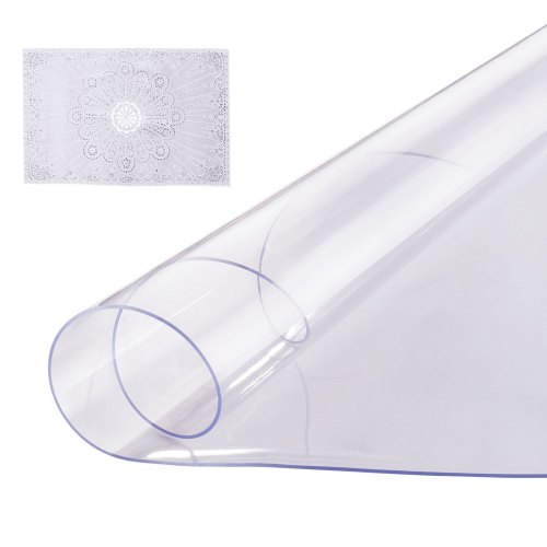 Ümmargune PVC laua kate, 1067 x 1067 mm, 2,0 mm, läbipaistev