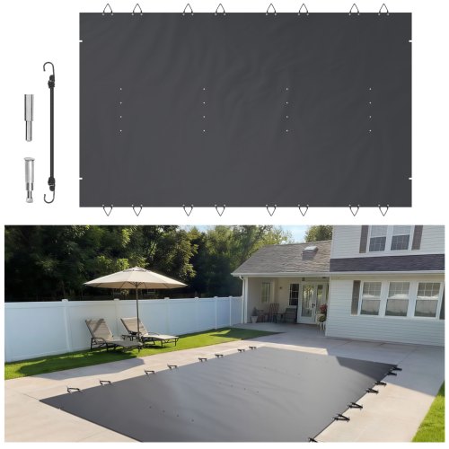 Baseino saugos uždangalas, PVC, tamsiai pilkas, 350 x 600 cm