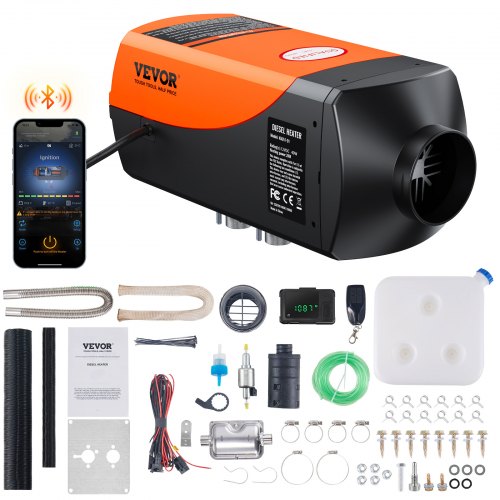 Bluetooth lietotnes vadāms 12 V 2 kW dīzeļa gaisa sildītājs, LCD, tālvadības pults, XMZ-D2