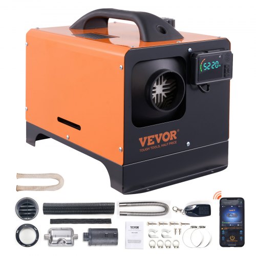 Dyzelinis oro šildytuvas 12 V, 5–8 kW, su LCD, nuotoliniu pultu ir Bluetooth programa
