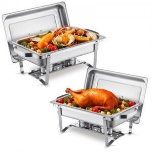 Chafing Dishi buffet-komplekt, 2 tk, 7,5 l, roostevabast terasest, hõbedane