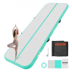 Pripučiama gimnastikos oro trasa 3 m, 10 cm storio, su elektriniu siurbliu, mėtų žalia