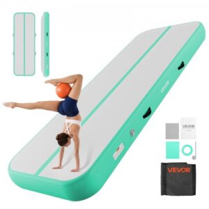 Pripučiamas gimnastikos kilimėlis, 300 x 100 x 20 cm, mėtų žalias, su elektriniu siurbliu