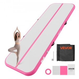 Pripučiamas gimnastikos kilimėlis 3 m, 10 cm, su elektriniu siurbliu, rožinis