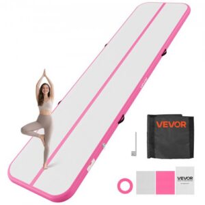 Pripučiamas gimnastikos kilimėlis, 4 m, 10 cm, su elektriniu siurbliu, rožinis