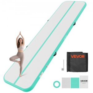 Pripučiamas gimnastikos kilimėlis 4 m, 10 cm, su elektrine pompa, mėtinis