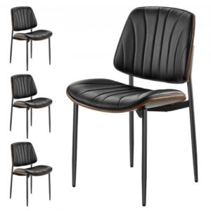 Modernit ruokailutuolit, 4 kpl, mustat, metalli