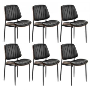 Söögitoolid, 6 tk, mustad, PU nahk, metalljalad