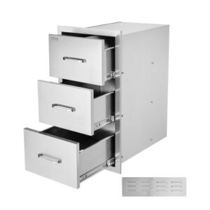 Lauko virtuvės stalčiai, 18,5" x 22,5" x 22,5", 3 stalčių, nerūdijančio plieno įleidžiama spintelė