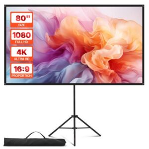 203 cm projektoriekraan alusega, 160° vaatenurga, 16:9, 4K HD, kortsuvaba, kaasaskantav statiiviga ja kandekotiga
