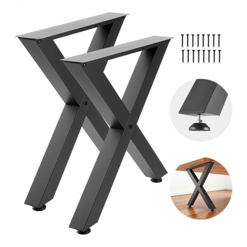 X formos plieninės stalo kojos, 760 x 750 mm, 2 vnt., juodos
