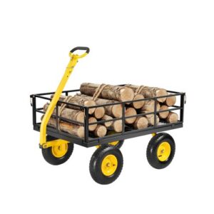 1200 paunan teräksinen puutarhakärry, 2 in 1 metallinen kärry 33 cm maastorenkailla