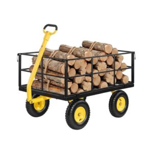 V1400 teräksinen puutarhakärry, keltainen ja musta, 635 kg
