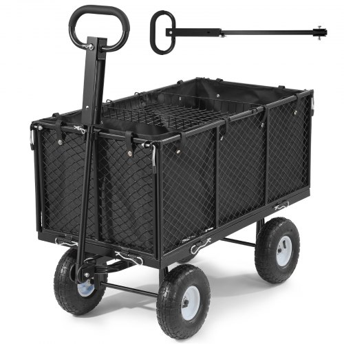 Sodo vežimėlis, 544,3 kg, plieninis rankinis vežimėlis, 25 cm padangos, reguliuojama rankena, TC-1200