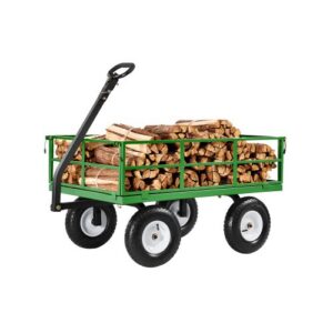 544,3 kg teräksinen puutarhakärry, 2-in-1 metallinen puutarhavaunu 33 cm maastorenkailla