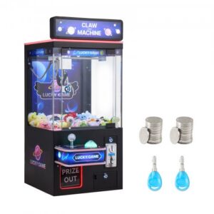 Žaidimų automatas „Claw Crane Machine“ su šviesa ir garsu, reguliuojamos plieninės nagos, juoda ir violetinė