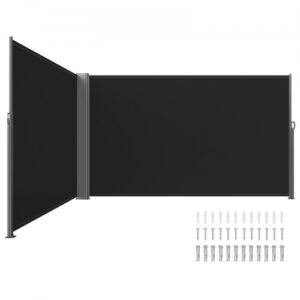Izvelkama sānu markīze, 180 × 600 cm, alumīnija privātuma ekrāns, melna