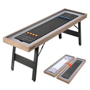 Shuffleboardi laud , 2,1 m, 2 ühes, hele puiduviimistlusega, 8 kettaga