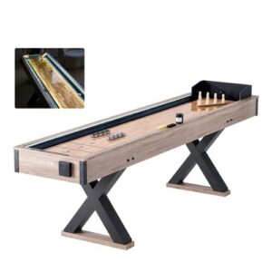 274 cm LED valgusega shuffleboardi laud, 2in1 shuffleboardi ja bowlingu komplekt