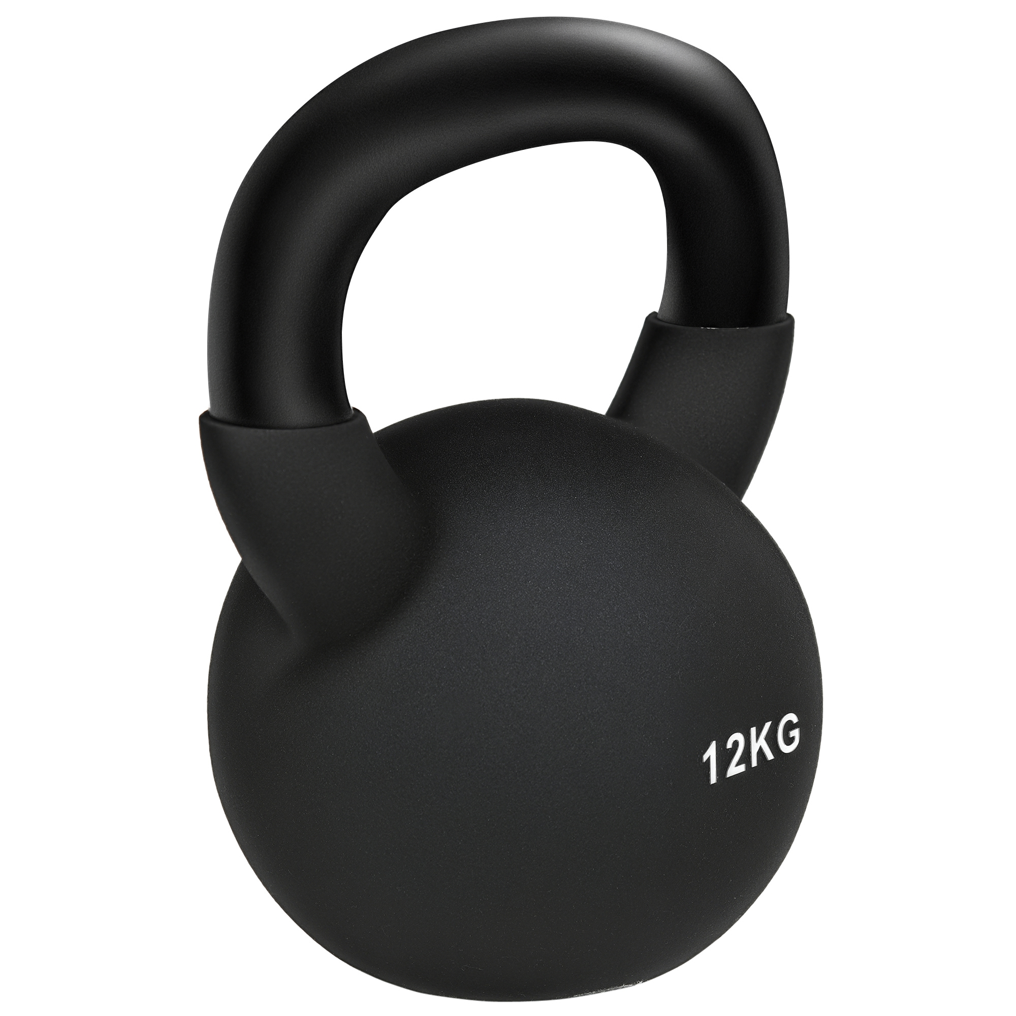 Kettlebell, 12 kg, must, teras, PVC, 20 x 13 x 23 cm