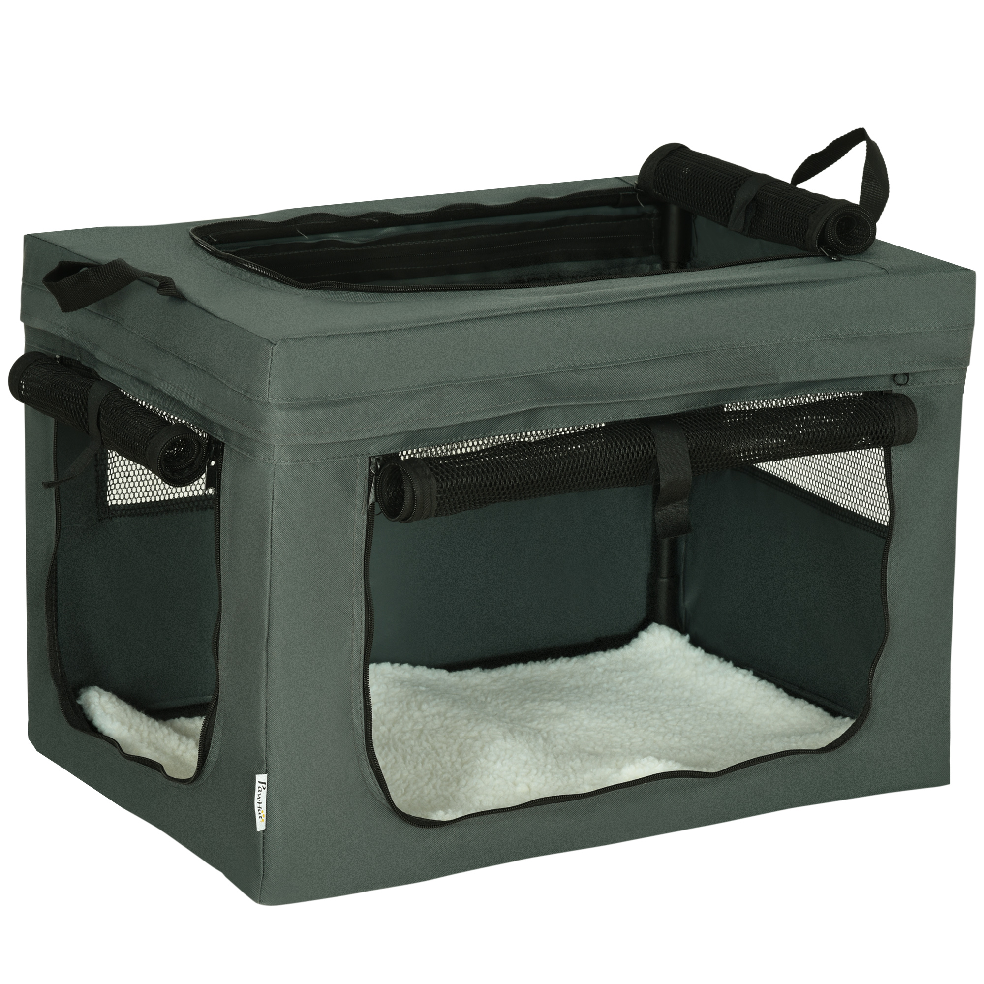 Kokkupandav lemmiklooma transpordikott, hall, 60 x 42 x 42 cm, kuni 4 kg kassidele ja koertele