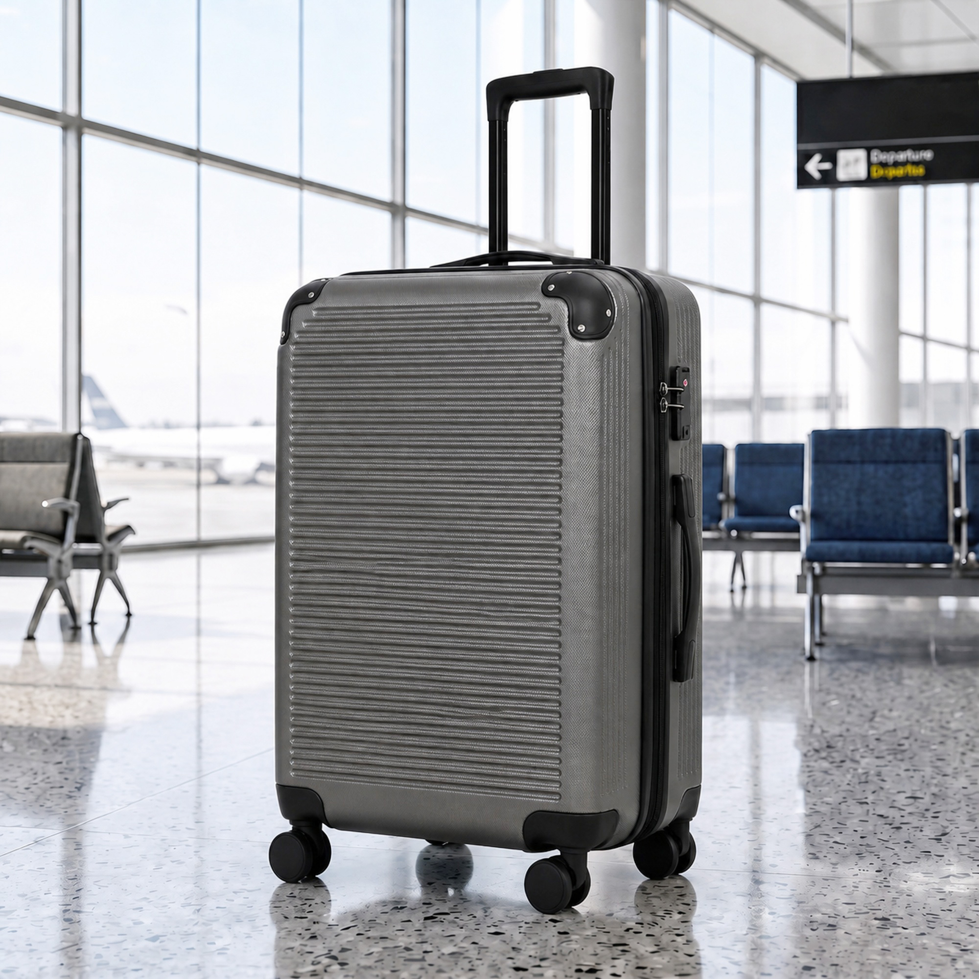 Cietās čaulas koferis ar 4 riteņiem un TSA slēdzeni, tumši pelēks, 68 l, 66 cm - Image 2