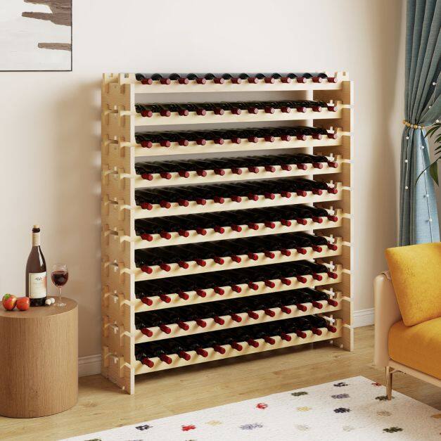 Viinipulloteline, 6 tasoa, 72 pullolle, mäntyä, 120 x 29 x 79 cm - Image 3