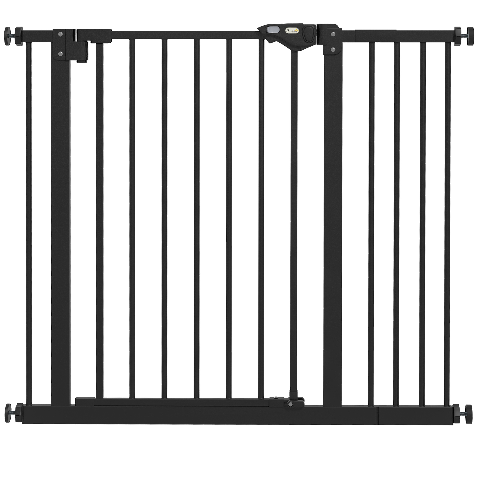 Lemmikloomade turvavärav, must, metall ja plastik, 74-94 cm