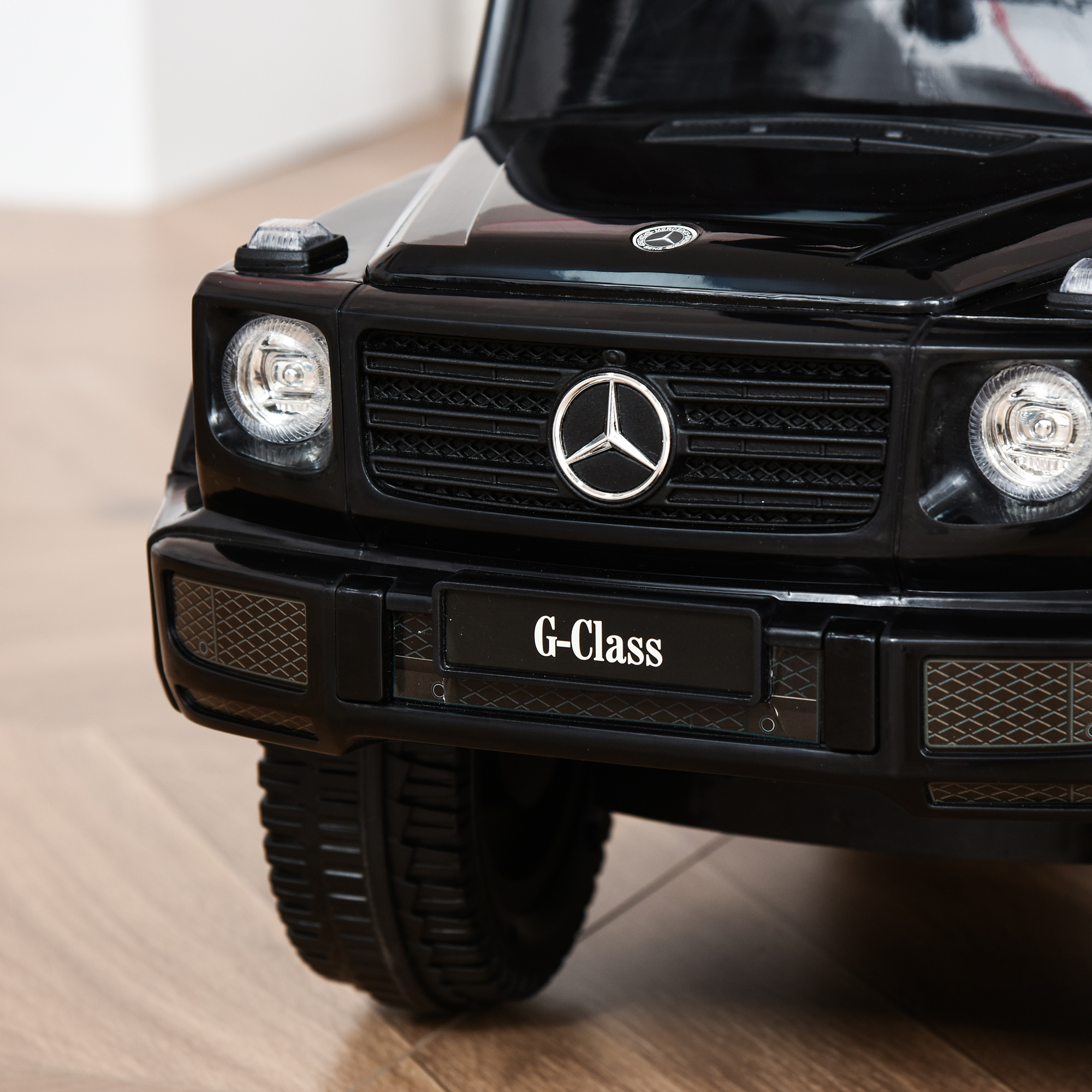 Mercedes-Benz G350 stumiamas važiuoklės automobilis su vairu, 3 viename, juodas, 85,5 x 40,5 x 95 cm - Image 9