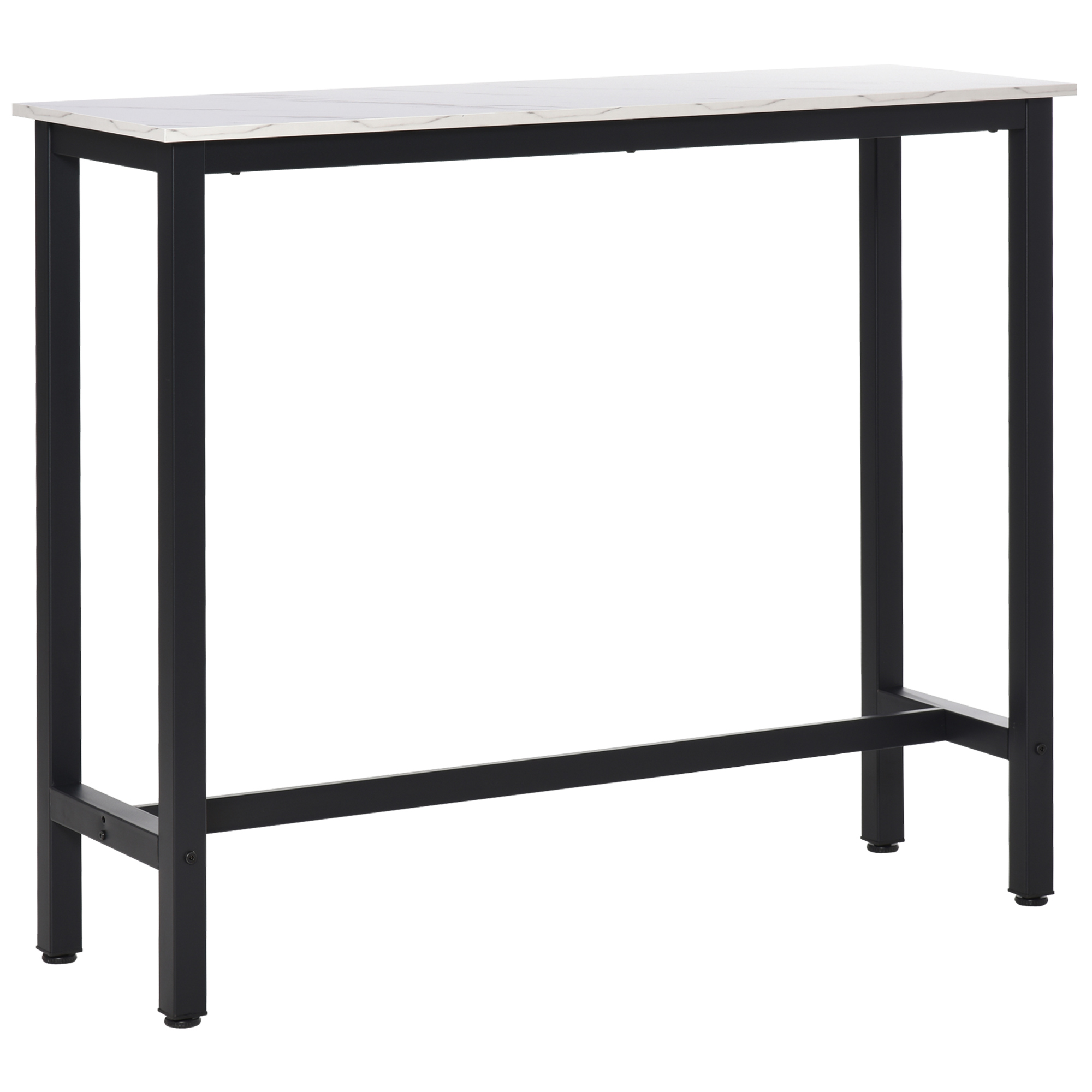 Bāra galds ar marmora imitāciju, tērauda rāmis, balts/melns, 120 x 40 x 100 cm