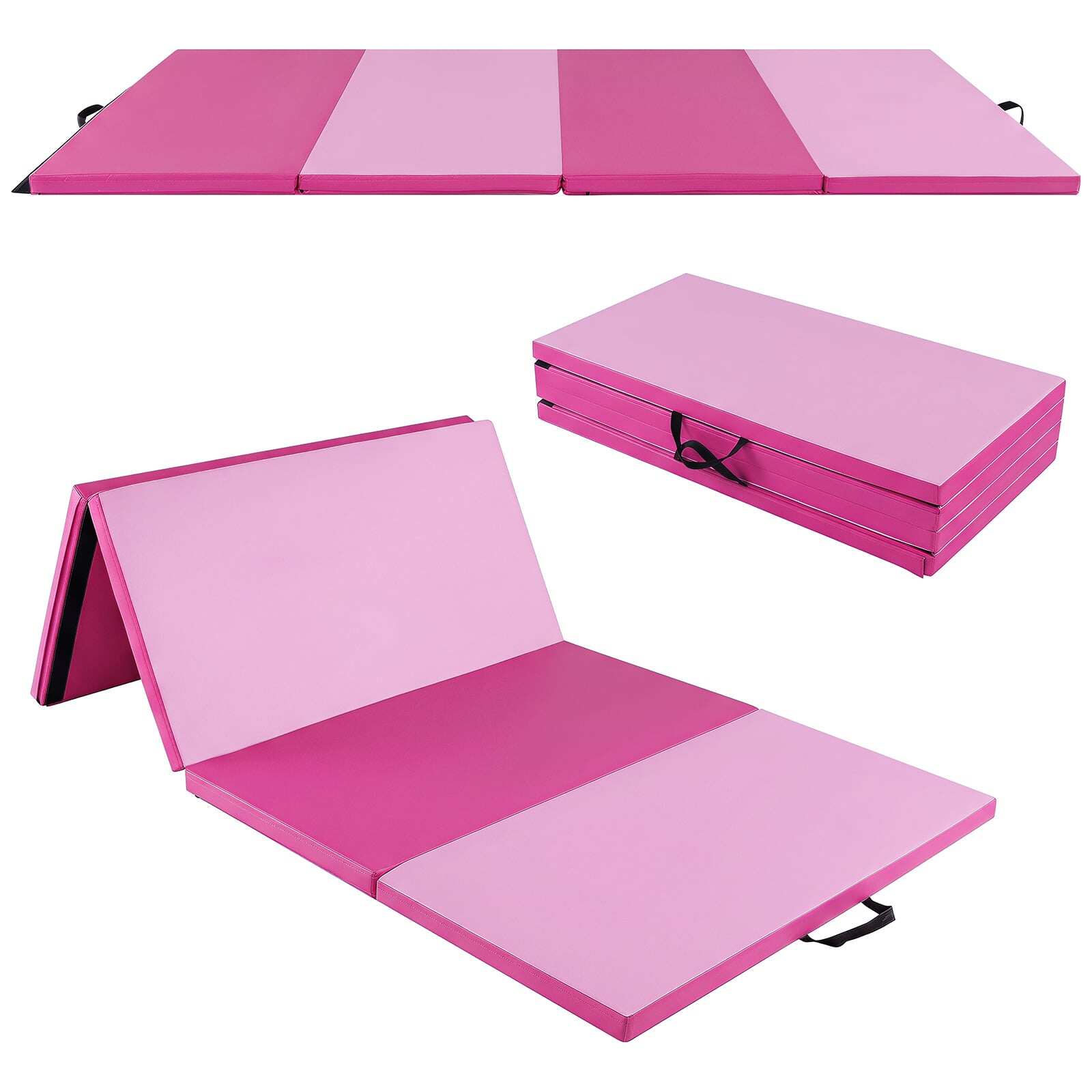 Sulankstomas gimnastikos kilimėlis, tamsiai rožinis, PU ir EPE, 240 x 120 x 5 cm