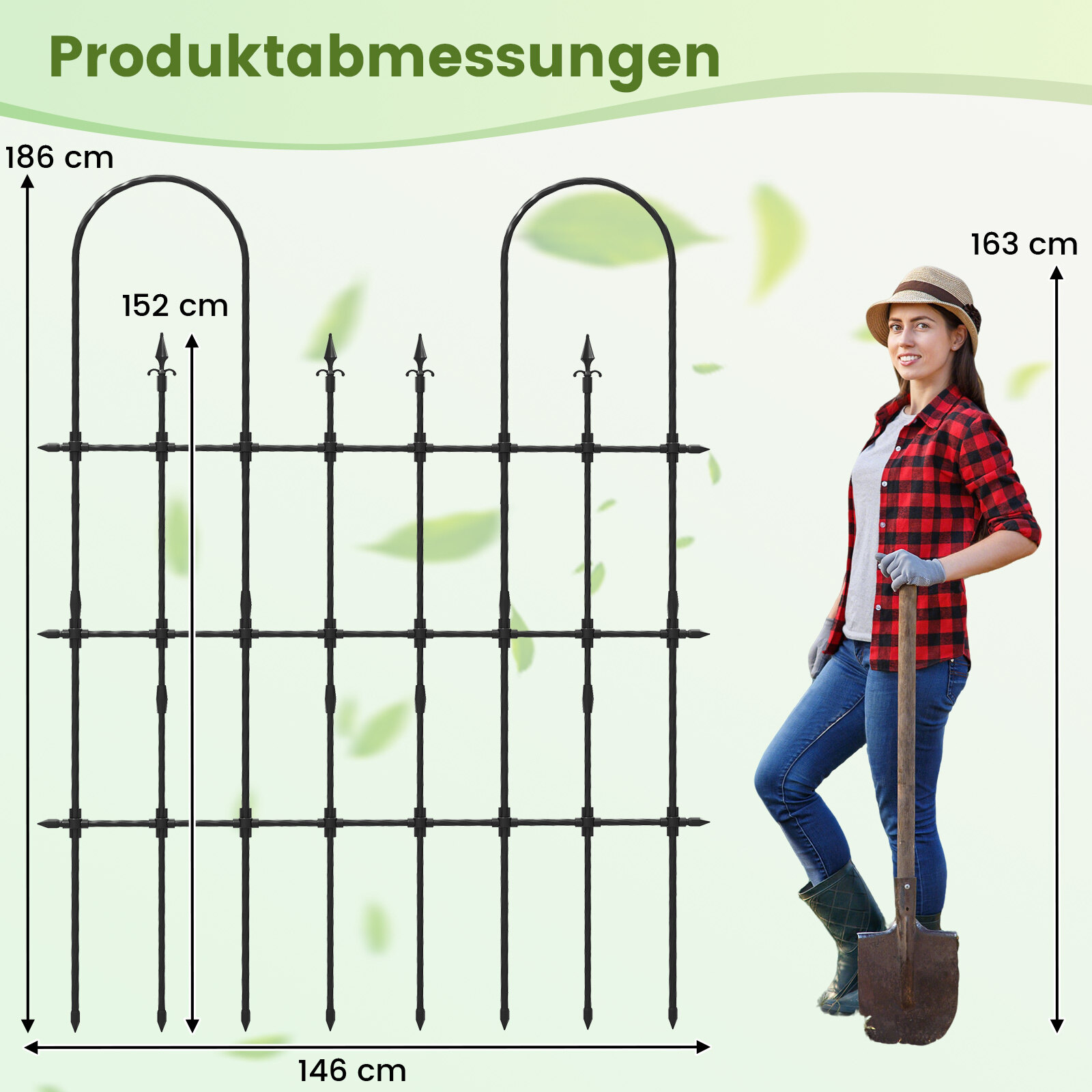 2 kpl puutarharitilä köynnöskasveille, musta, PE-pinnoitettu metalli, 146 x 186 cm - Image 5