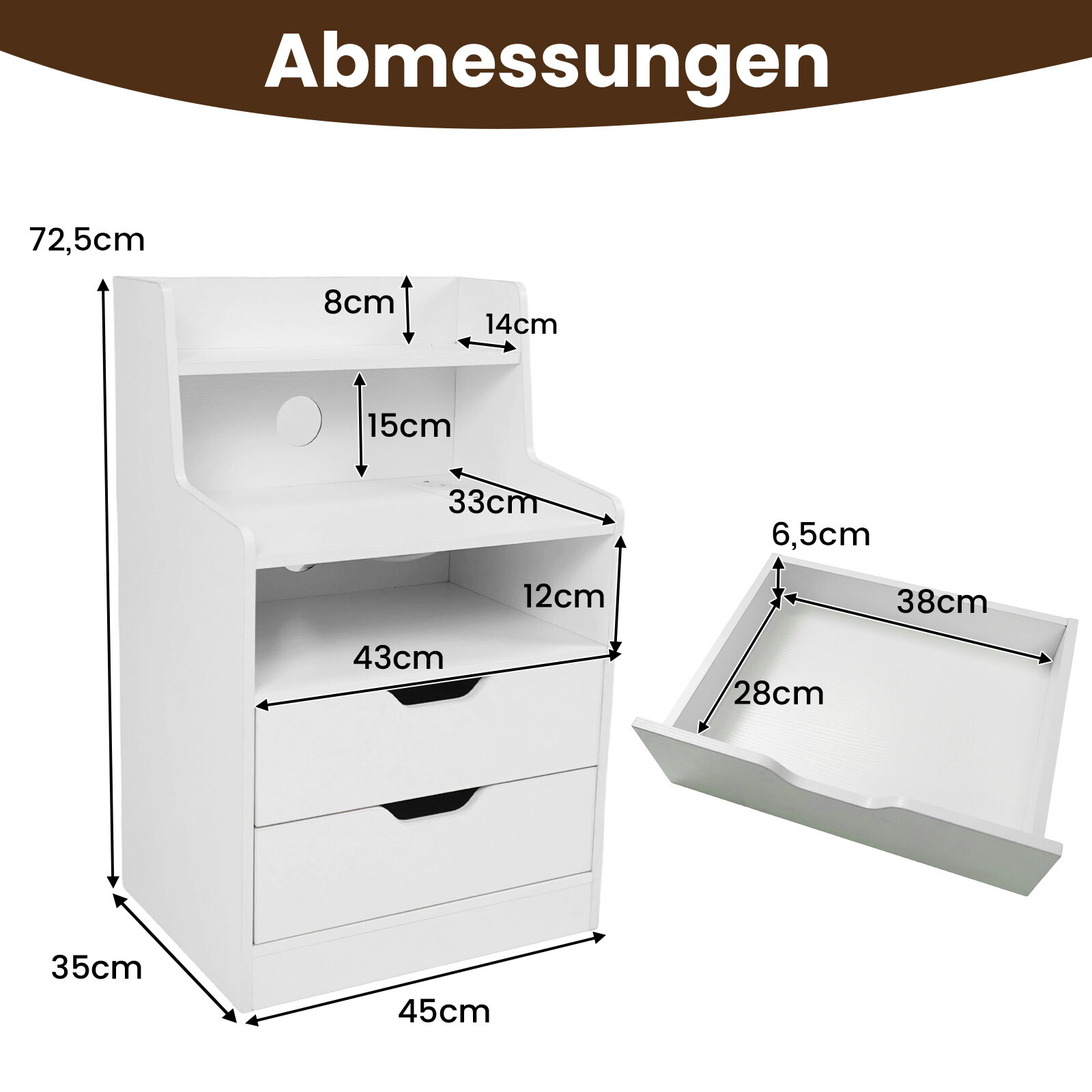 2 valget LED öökapi komplekt laadimisjaamaga, 45 x 35 x 72,5 cm