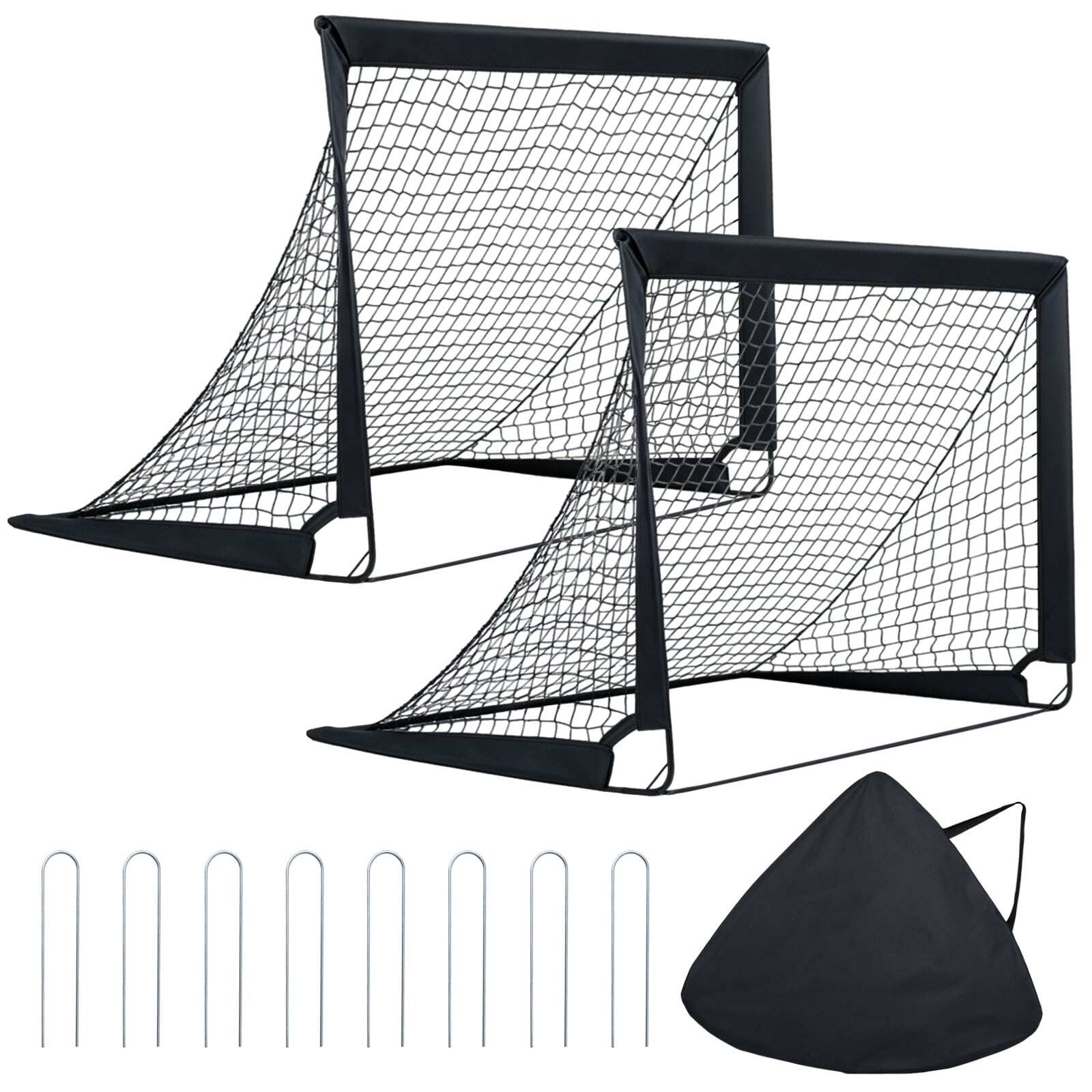Kokkupandavate jalgpalliväravate komplekt, 2 tk, must, 120 x 90 x 92 cm