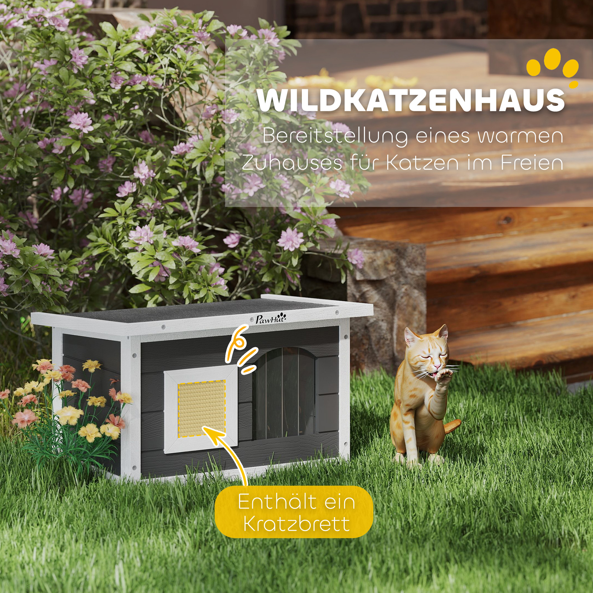 Katzenhaus kačių namelis, pilkas, 61 x 45 x 36,5 cm - Image 4
