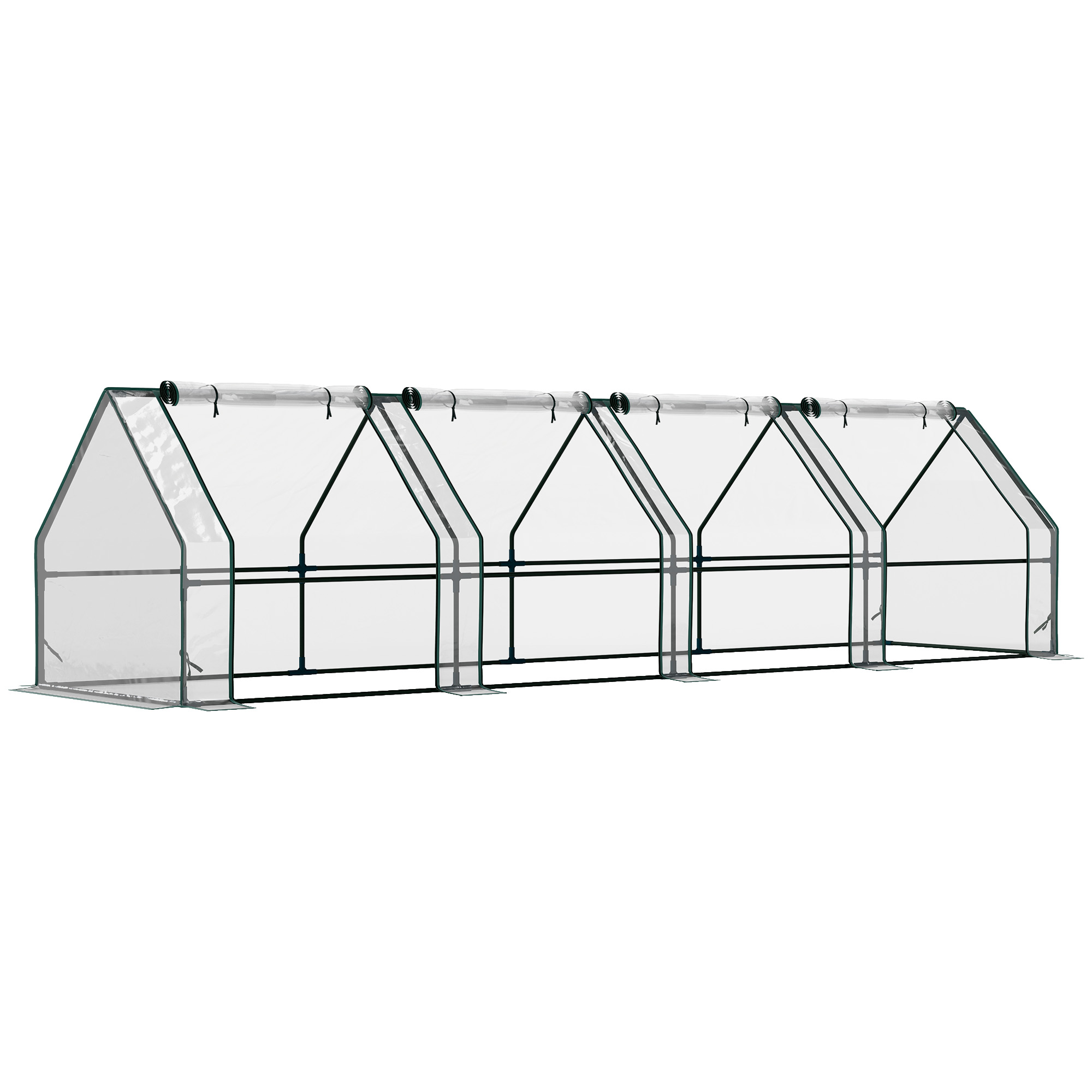 Kilekasvuhoone tõmblukuga ustega, teras ja PVC, läbipaistev, 360 x 90 x 90 cm