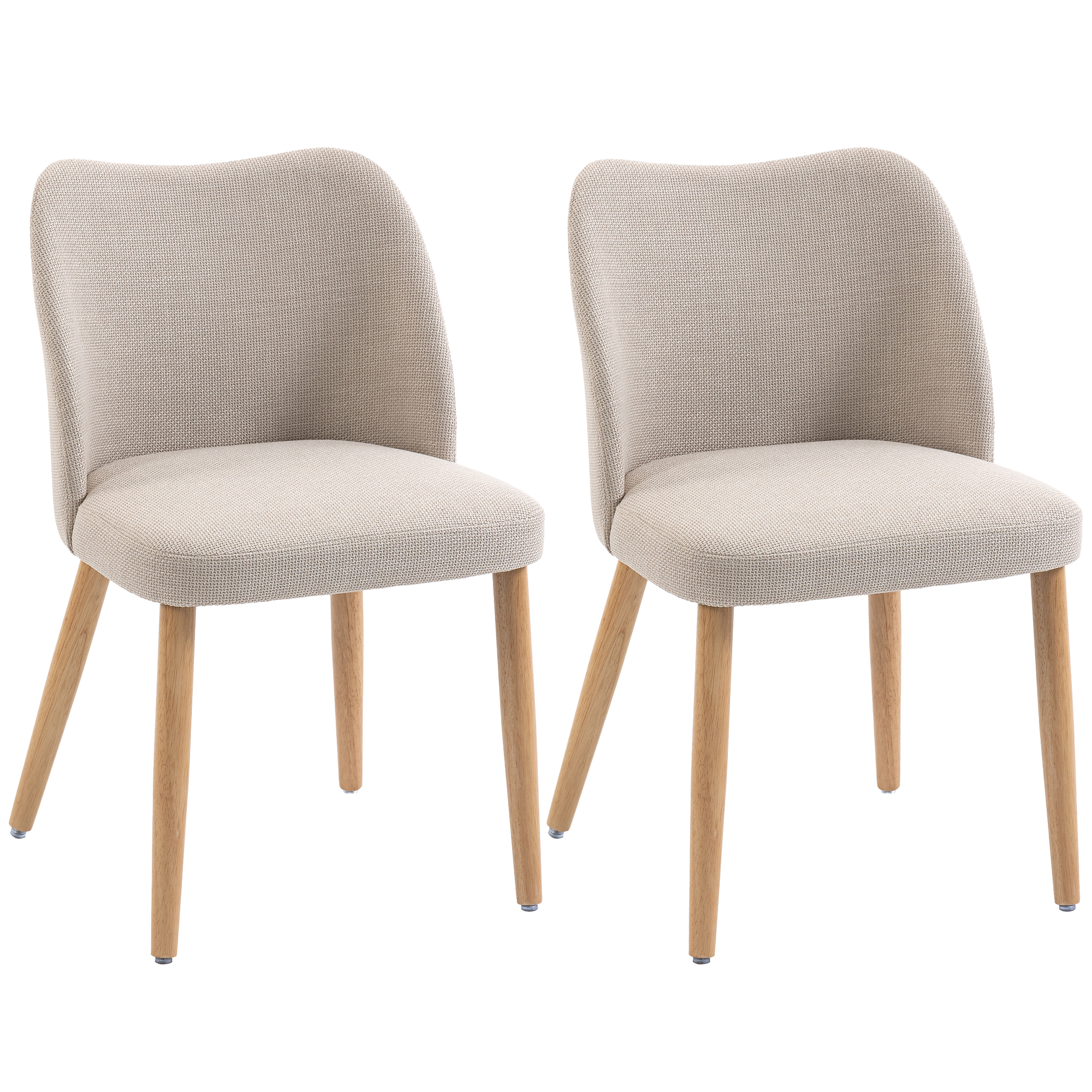 Polsterdatud söögitoolid, 2 tk komplekt, kreemvalge, 46 x 52 x 76 cm