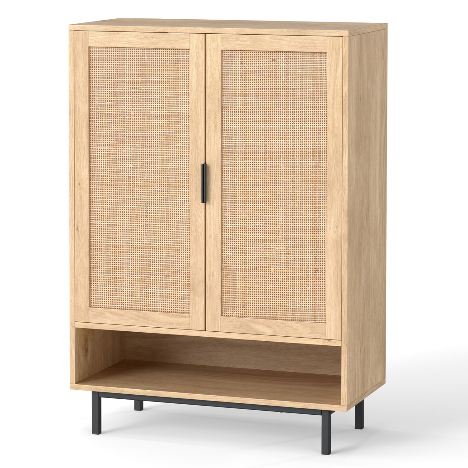 Apavu skapis ar dubultdurvīm, 6 plauktu, melns/dabīgs/balts, 76,2 x 35,6 x 109,2 cm - Image 5