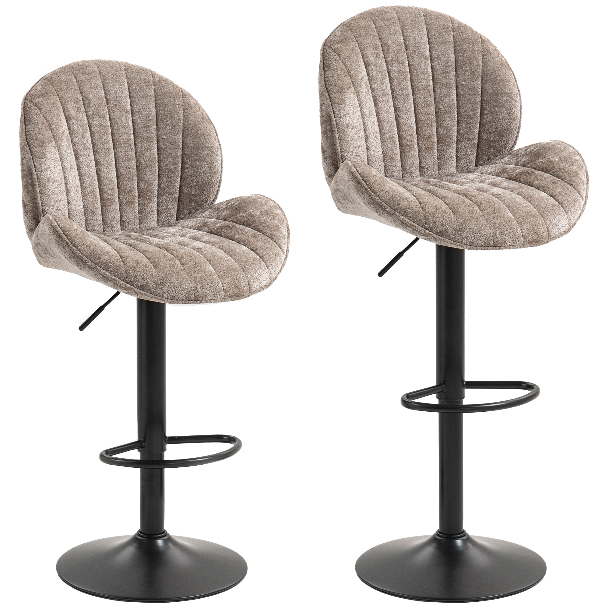 2 baaripuki komplekt, pruun, šenillkangas, reguleeritav kõrgus 62-83 cm