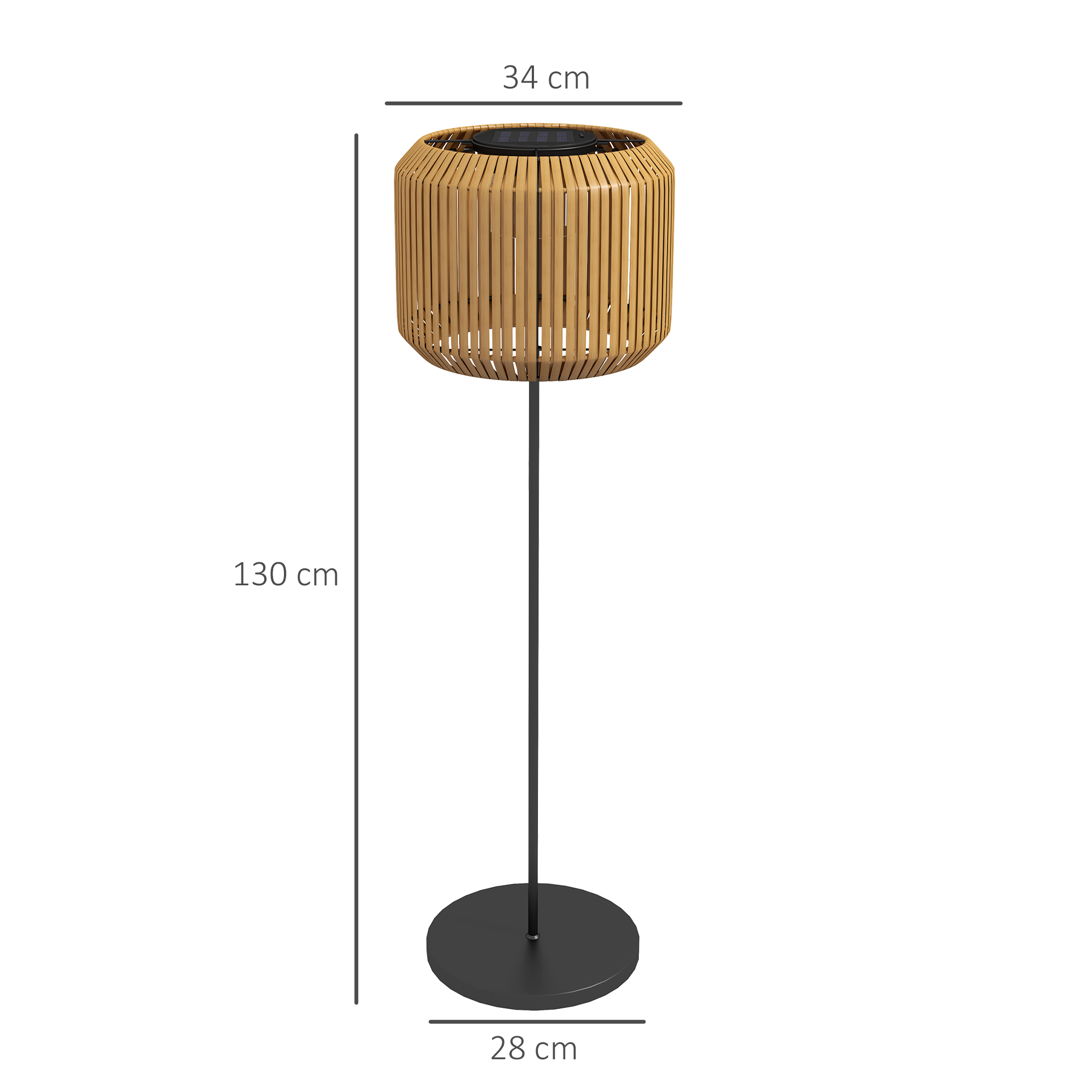 Lauko saulės lempa iš PE ratano, geltona/juoda, Ø34 x 130 cm - Image 3