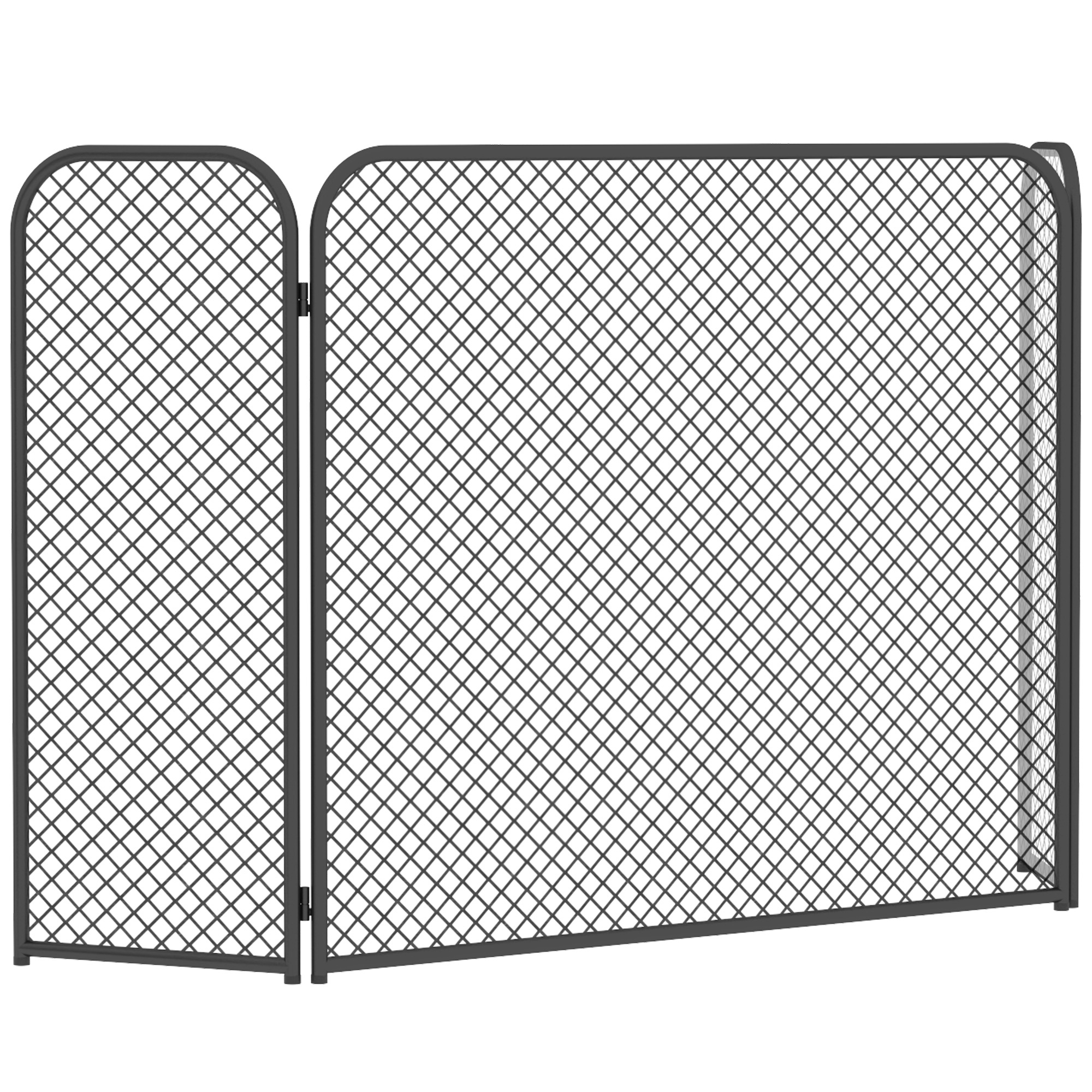 Kokkupandav 3-osaline kaminakaitseekraan, must, metall, 100 x 1 x 50 cm