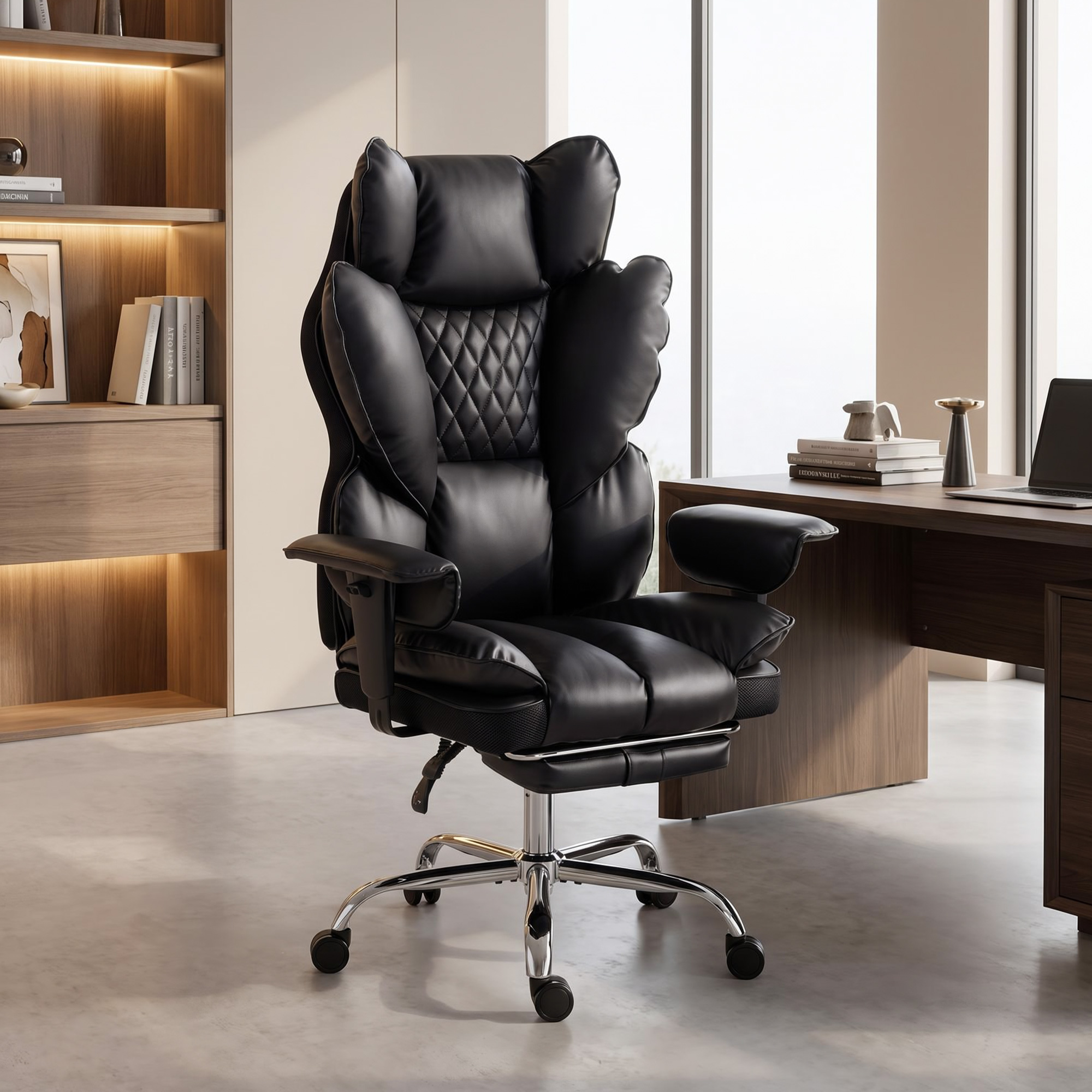 Vadovo biuro kėdė iš dirbtinės odos, juoda, iki 180 kg, 80 x 67 x 122-130 cm - Image 8