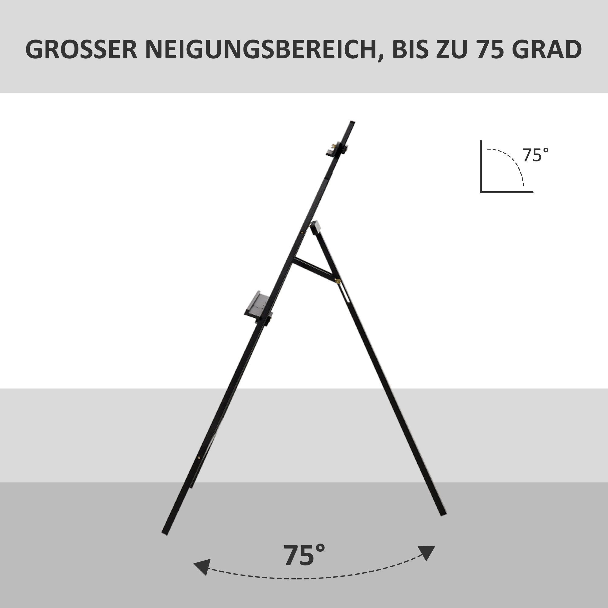 Tapybos molbertas iš pušies medienos, juodas, 134,5 cm, drobėms iki 108 cm - Image 6